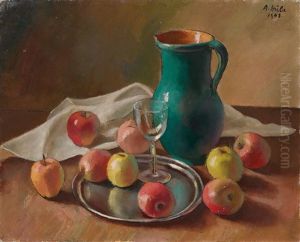 Stillleben Mit Krug Und Apfeln by Anton Hula