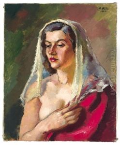Bildnis Einer Frau Mit Schleier by Anton Hula