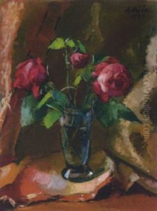 Glas Mit Rosen by Anton Hula