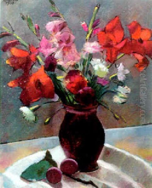 Blumenvase Mit Gladiolen - view 1