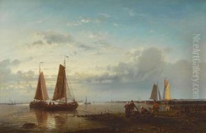 Fishing Boats At Anchor' And 'fishing Boats In Choppy Sea' (a Pair) by Abraham Hulk the Elder