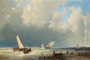 The Sorting Of The Fishing Nets On The Quay by Abraham Hulk the Elder