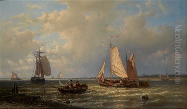 Dutch Barges Off The Dutch Coast - view 1