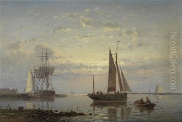 Moored Fishing Boats At Sunset - view 1
