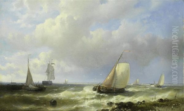 Dutch Shipping Off A Coast - view 1