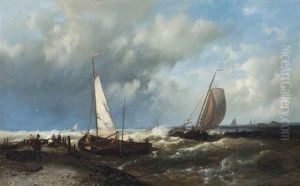 Boats On Choppy Waters by Abraham Hulk the Elder