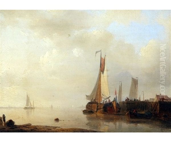 Dutch Harbour With Figures And Fishing Boats - view 1