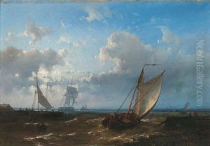 Boats On Rough Waters by Abraham Hulk the Elder