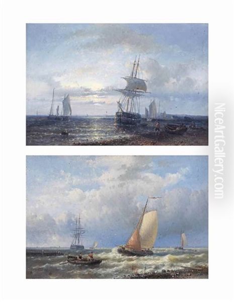 Entering The Harbour; And Moored Vessels Near The Coast - view 1