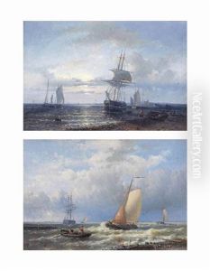 Entering The Harbour; And Moored Vessels Near The Coast by Abraham Hulk the Elder
