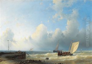 Fishing Boats By The Coast (+ Fishing Boats By The Coast At Sunset; Pair) by Abraham Hulk the Elder