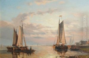 Boats Moored On Choppy Waters by Abraham Hulk the Elder