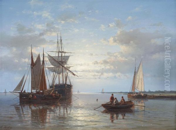 Fishermen At Sunset - view 1