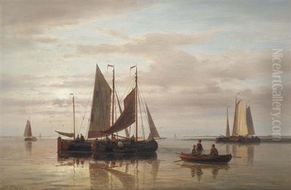 Fishermen On A Calm River - view 1