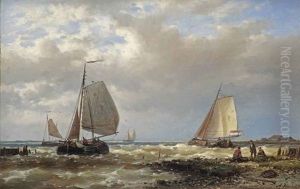 Shipping In A Stiff Breeze Off The Dutch Coast by Abraham Hulk the Elder