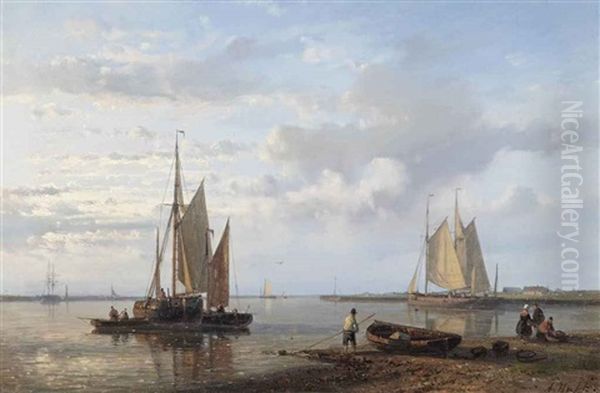 Sailing Vessels In A Tranquil Dutch Estuary - view 1