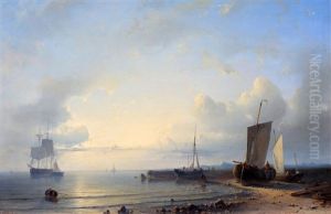 Vissersschepen Op Het Strand En Op De Rede by Abraham Hulk the Elder