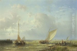 Fishing Vessels In Choppy Waters by Abraham Hulk the Elder