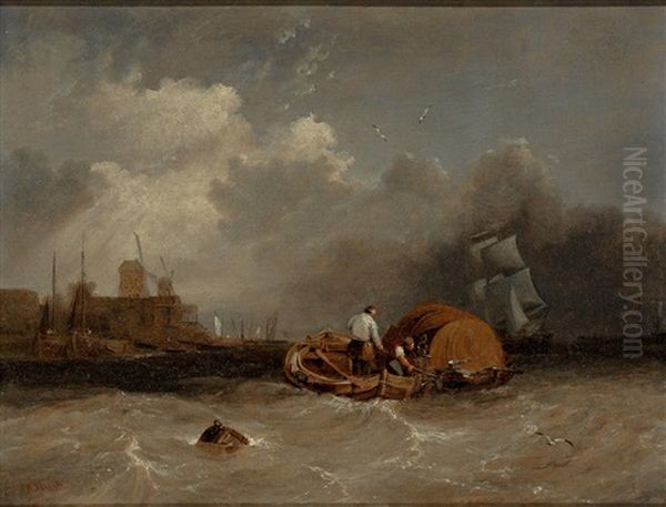 Marine Mit Fischerbooten Und Segelschiffen, Seitlich Hafenansicht - view 1