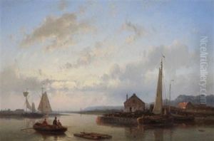 Tranquil Dutch Estaury Scene by Abraham Hulk the Elder