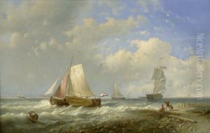 Fischerboote Vor Der Kuste Bei Auffrischendem Wind by Abraham Hulk the Elder