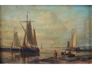 Figures And Boats By An Estuary Figures And Boats By An Estuary