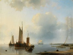 Uferstuck Mit Segelbooten An Einem Prachtvollen Tag by Abraham Hulk the Elder