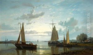 Fishing Boats On The Scheldt by Abraham Hulk the Elder
