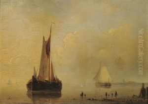 Sailing Boats In A Calm (+ Sailing Boats Off The Coast In A Stiff Breeze; 2 Works) by Abraham Hulk the Elder