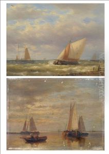 Dutch Fishing Boats In A Calm (+ Dutch Fishing Boats In A Windswept Sea; Pair) by Abraham Hulk the Elder