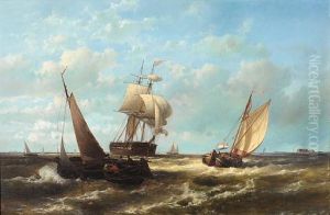 Barges And Small Traders In A Stiff Breeze Offshore