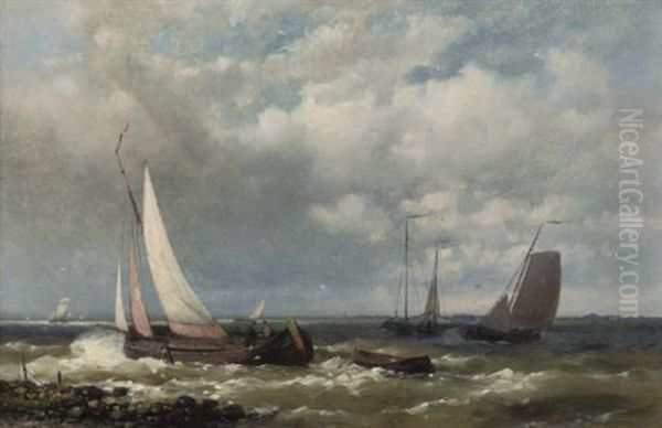 Sailing-vessels On A River Estuary (+ A Calm Harbour In Late Afternoon; Pair) - view 1
