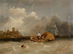 Fischerboote Vor Der Kuste Bei Aufziehendem Regen by Abraham Hulk the Elder