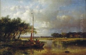 River Landscape With A Sailing Boat River Landscape With A Sailing Boat