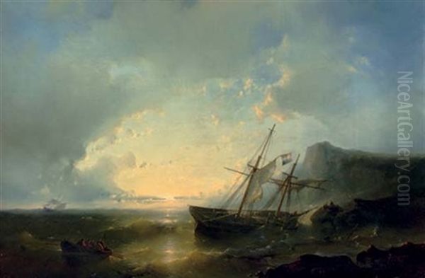 A Shipwreck At Sunset - view 1