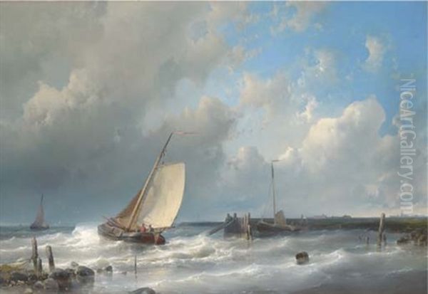 Vessels Off The Coast In A Stiff Breeze - view 1