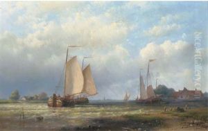 Activities On The River In A Brisk Wind by Abraham Hulk the Elder