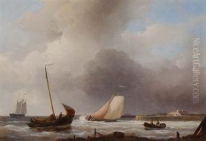 Sailing Boats Off The Dutch Coast by Abraham Hulk the Elder