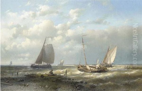 Dutch Barges In Choppy Seas - view 1