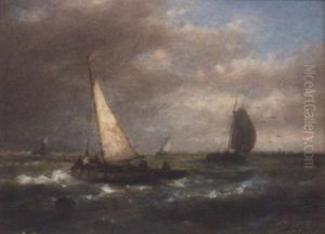 Barges In A Stiff Breeze by Abraham Hulk the Elder