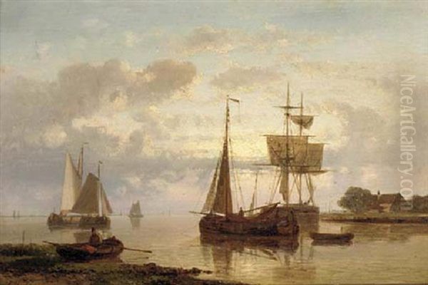Dutch Barges In A Harbour - view 1