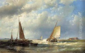Dutch Barges At The Mouth Of An Estuary by Abraham Hulk the Elder