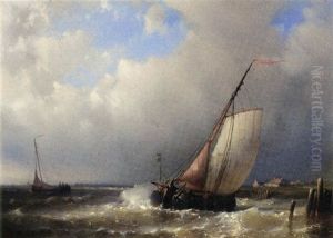 A Barge In A Stiff Breeze by Abraham Hulk the Elder