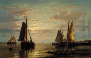 Sailing Boats Off The Dutch Coast by Abraham Hulk the Elder