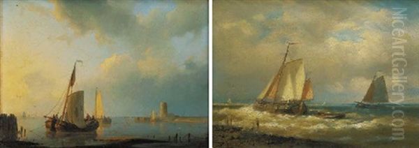 Sailing Barges Off The Coast - view 1