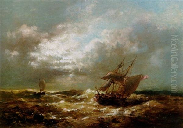 Segelschiffe In Aufgewuhlter See - view 1
