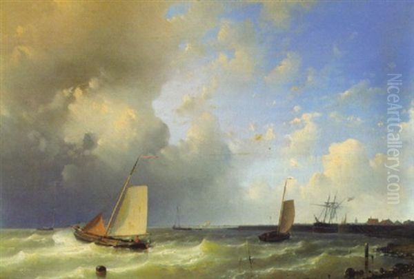 Fischerboote Bei Sturmischer See Vor Dem Hafen - view 1