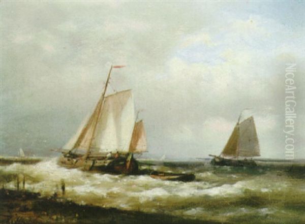 Sailing Barges Off The Coast - view 1