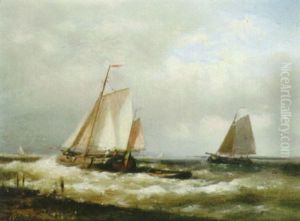 Sailing Barges Off The Coast