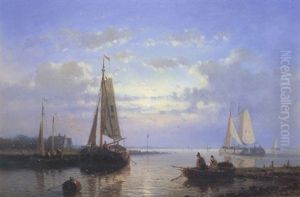 Fishing Boats On An Estuary In A Calm by Abraham Hulk the Elder